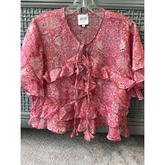 MISA LOS ANGELES Raziela Top in Washed Rose Lilac, $218 Med A31 - Picture 2 of 8